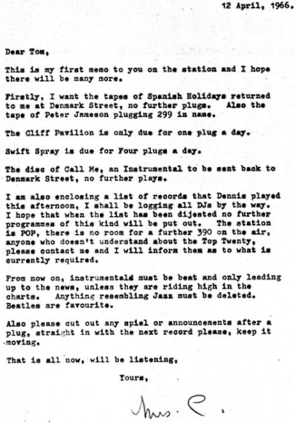 Dorothy Calvert Memo